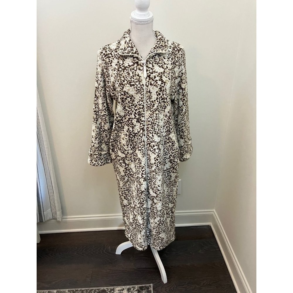 Oscar de la Renta Animal Print Full Zip Robe Size S/M